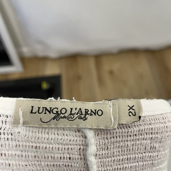 Lungo L’arno 100% Linen Tunic Short Sleeve Top White Blouse size 2X - Picture 6 of 7